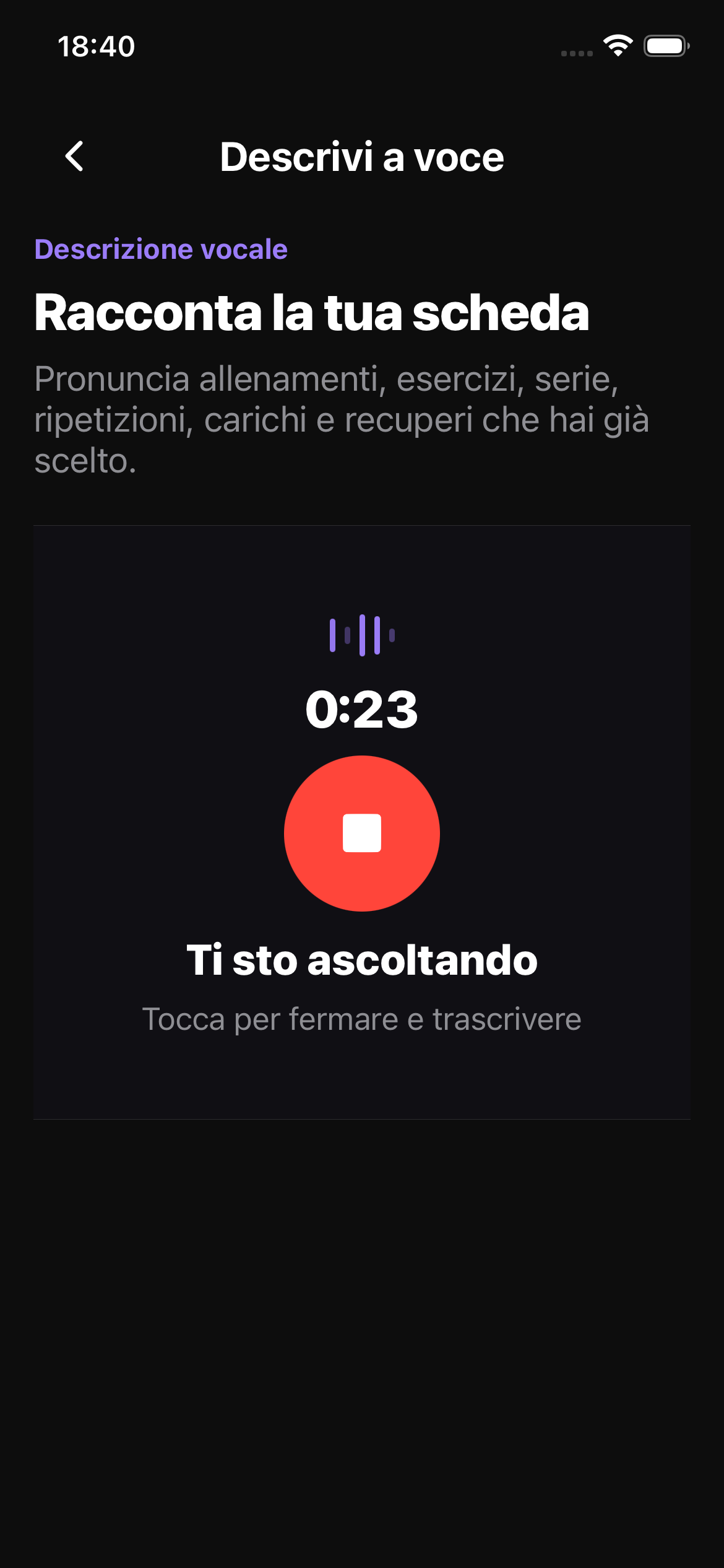 Allenamento a voce